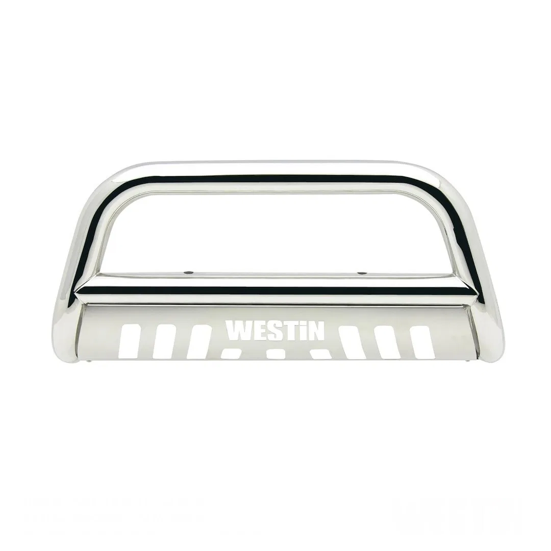 31-3970 – WESTIN Bull Bar, Polished Stainless Steel 3 Inch Diameter With Brushed Aluminum Skid Plate With Light Mount...